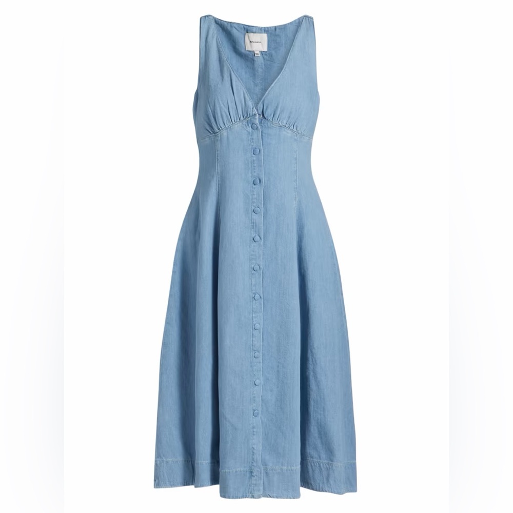 Reformation Sebastian Denim Button-Front Midi Dress